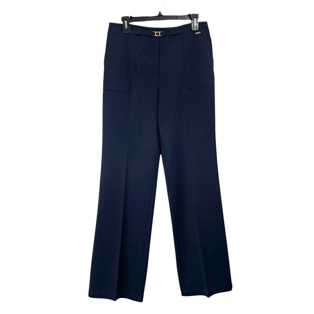 St. John high rise belted designer pants Size 8 navy‎ blue